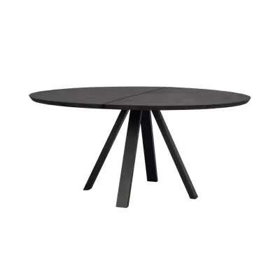 ROWICO Carradale Matbord, Runt - Svart Ask och Svart Metall (Ø 150 cm)