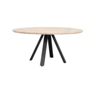 ROWICO Carradale Matbord, Runt - Vitpigmenterad Ek och Svart Metall (Ø 150 cm)
