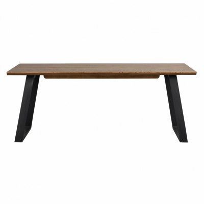 ROWICO Melville Matbord, med Utdragsfunktion - Brun Ek och Svart Metall (210 x 95 cm)