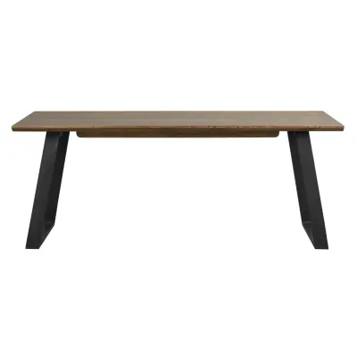 ROWICO Melville Matbord, med Utdragsfunktion - Brun Ek och Svart Metall (210 x 95 cm)