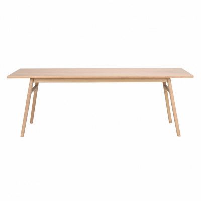 ROWICO Nevis Rektangulärt Matbord - Vitpigmenterad Ekfanér med Ben i Massiv Ek