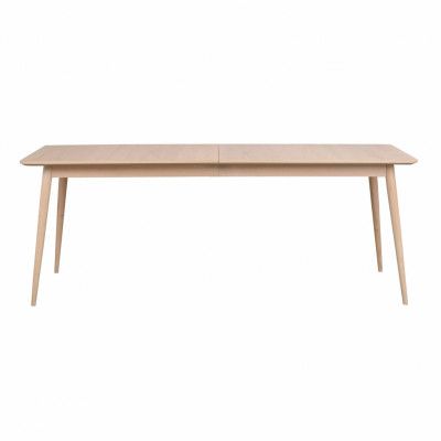 ROWICO Rektangulärt Dawsone Matbord med 1 Förlängningsskiva - Vittvättad Ek