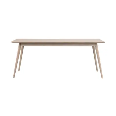 ROWICO Rektangulärt Yumi Matbord med Utdragsfunktion - Vittvättad Ekfanér och Ek (190 x 90 cm)