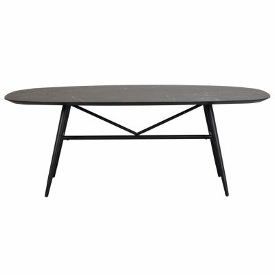 ROWICO Springdale Matbord, Ovalt - Svarta Keramik och Svarta Metallben