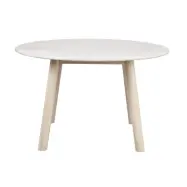 ROWICO Taransay matbord, runt - beige travertin och vitkalkad ek (Ø125)