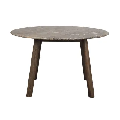 ROWICO Taransay matbord, runt - brun marmor och brun ek (Ø125)