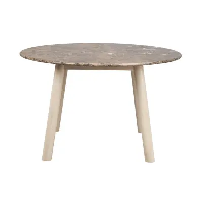 ROWICO Taransay matbord, runt - brun marmor och vitkalkad ek (Ø125)