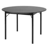 Savona matbord, rund svart ekfanér och svart metall (Ø120)