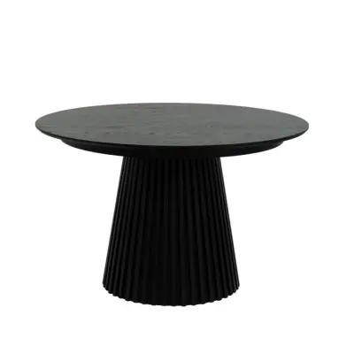 Svendborg matbord, runt, med 2 iläggsskivor - svart ekfaner (Ø120)