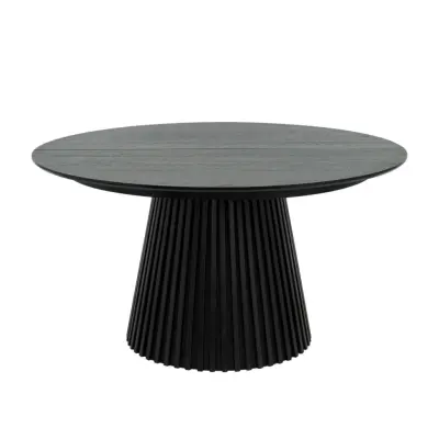 Svendborg matbord, runt, med 2 iläggsskivor - svart ekfaner (Ø140)