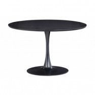 TRÄ EXKLUSIVT Sammy matbord, runt - svart MDF och trumpetfot i stål (Ø120)