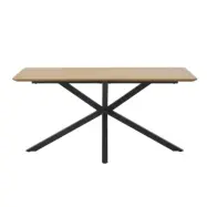 Matbord, rektangulärt - naturlig ekmelamin och svart metall (90x160)