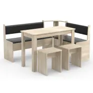 VCM NORDIC Esal Maxi hörnbänk set, w. 1 bord, 2 bänkar, 2 pallar - naturligt trä