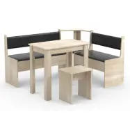 VCM NORDIC Esal Mini hörnbänkset, w. 1 bord, 2 bänkar, 1 pall - naturligt trä