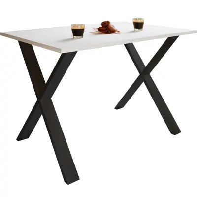 VCM NORDIC Xona X-feet matbord - vitt trä och svart aluminium (140x80)