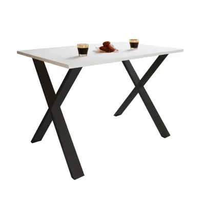 VCM NORDIC Xona X-feet matbord - vitt trä och svart aluminium (110x50)