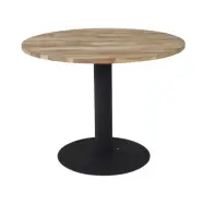 VENTURE DESIGN Cirebon Matbord - Naturlig Teak och Svart Metall (Ø 100 cm)