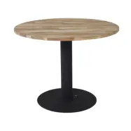 VENTURE DESIGN Cirebon Matbord - Naturlig Teak och Svart Metall (Ø 140 cm)