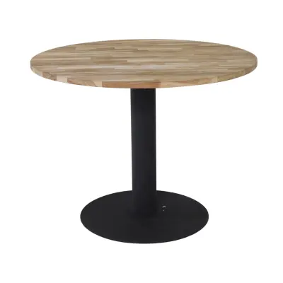 VENTURE DESIGN Cirebon Matbord - Naturlig Teak och Svart Metall (Ø 140 cm)