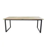 VENTURE DESIGN Cirebon Matbord - Naturlig Teak och Svart Metall (200 x 90 cm)