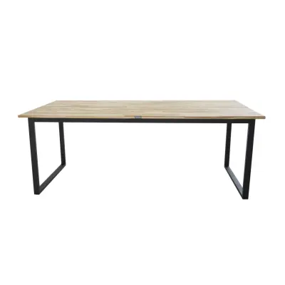 VENTURE DESIGN Cirebon Matbord - Naturlig Teak och Svart Metall (200 x 90 cm)