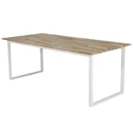 VENTURE DESIGN Cirebon Matbord - Naturlig Teak och Vit Metall (200 x 90 cm)