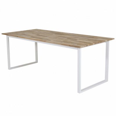 VENTURE DESIGN Cirebon Matbord - Naturlig Teak och Vit Metall (200 x 90 cm)