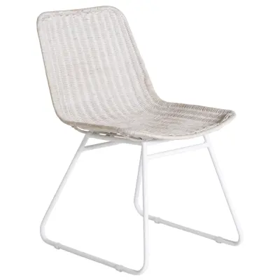 VENTURE DESIGN Cirebon Matbord - Vittvättad Naturlig Rotting och Vit Metall