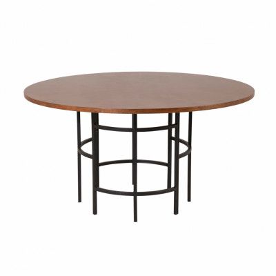 VENTURE DESIGN Copenhagen Matbord - Brun MDF och Svart Metall (Ø 140 cm)