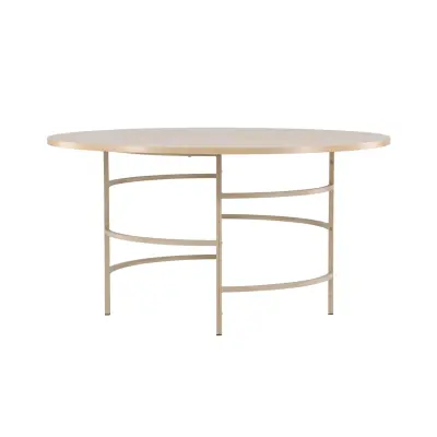 VENTURE DESIGN Copenhagen matbord, runt - vitkalkad MDF och beige metall (Ø140)