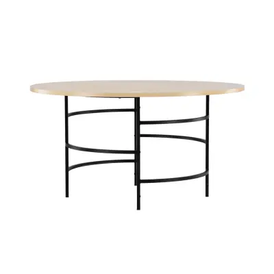 VENTURE DESIGN Copenhagen matbord, runt - vitkalkad MDF och svart metall (Ø140)