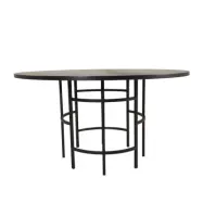 VENTURE DESIGN Copenhagen Matbord - Svart MDF och Svart Metall (Ø 140 cm)