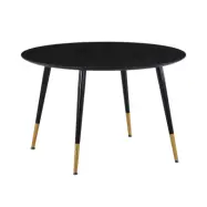 VENTURE DESIGN Dipp Matbord - Svart MDF och Mässing / Svart Metall (Ø 115 cm)