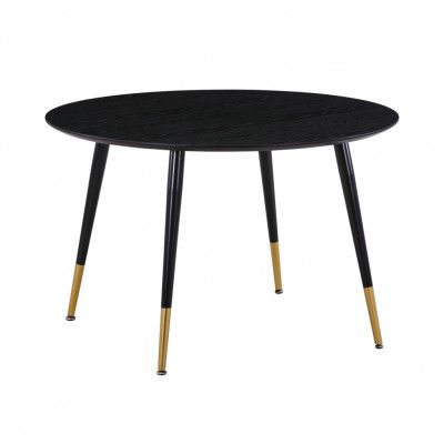 VENTURE DESIGN Dipp Matbord - Svart MDF och Mässing / Svart Metall (Ø 115 cm)