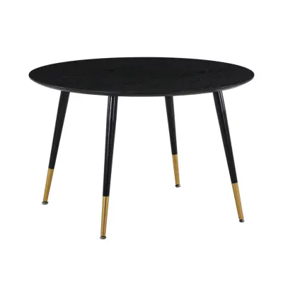 VENTURE DESIGN Dipp Matbord - Svart MDF och Mässing / Svart Metall (Ø 115 cm)