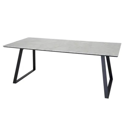 VENTURE DESIGN Estelle Matbord - Vit Marmor och Svart Metall (200 x 90 cm)