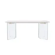 VENTURE DESIGN Ester matbord, rektangulärt - ljusgrå betonglook MDF och glas (100x180)