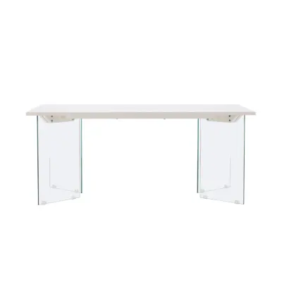 VENTURE DESIGN Ester matbord, rektangulärt - ljusgrå betonglook MDF och glas (100x180)