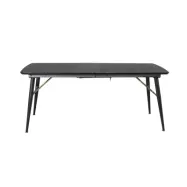 VENTURE DESIGN Gold Matbord, med Utdragsfunktion - Mässing, Svart MDF och Svart Metall (180 x 85 cm)