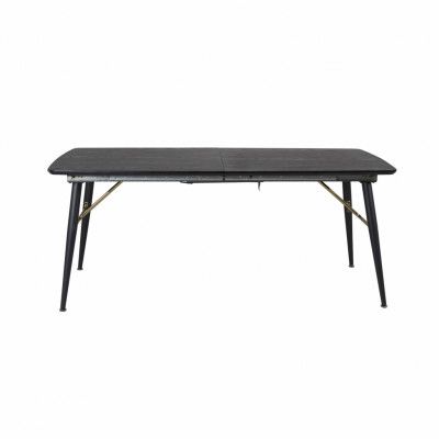 VENTURE DESIGN Gold Matbord, med Utdragsfunktion - Mässing, Svart MDF och Svart Metall (180 x 85 cm)