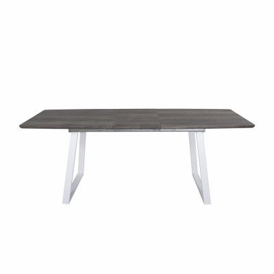 VENTURE DESIGN Inca Matbord, med Fjärilsbordsskiva - Grå MDF och Vit Metall (160 x 85 cm)