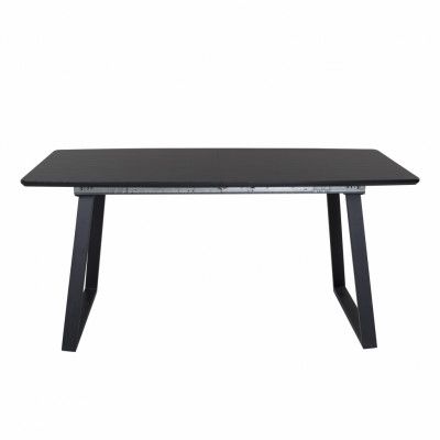 VENTURE DESIGN Inca Matbord, med Fjärilsbordsskiva - Svart MDF och Svart Metall (160 x 85 cm)