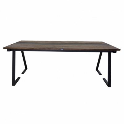 VENTURE DESIGN Jakarta Matbord - Brun Teak och Svart Metall (200 x 90 cm)