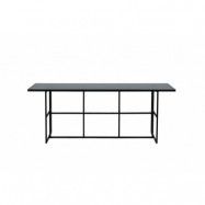 VENTURE DESIGN Leif matbord, rektangulärt - rökt glas och svart stål (200x90)
