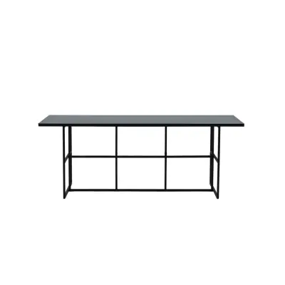 VENTURE DESIGN Leif matbord, rektangulärt - rökt glas och svart stål (200x90)