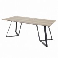 VENTURE DESIGN Marina Matbord - Grått Papper MDF och Svart Metall (180 x 90 cm)