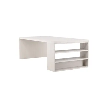 VENTURE DESIGN Mika matbord, med 2 hyllplan - vitkalkad MDF (110x230)