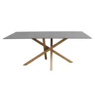 VENTURE DESIGN Piazza Matbord - Grått Sprayglas och Naturmetall (180 x 90 cm)