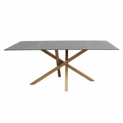 VENTURE DESIGN Piazza Matbord - Grått Sprayglas och Naturmetall (180 x 90 cm)