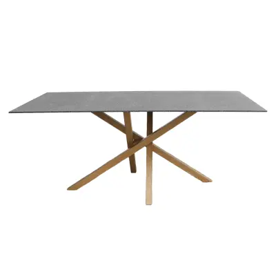 VENTURE DESIGN Piazza Matbord - Grått Sprayglas och Naturmetall (180 x 90 cm)